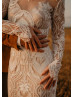 Long Sleeves Ivory Lace Bohemian Wedding Dress